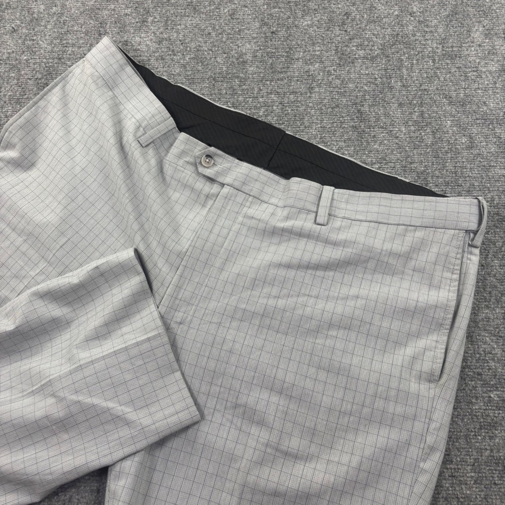 Oak Hill Dress Pants 46W x 25L Gray Plaid Perfect Fit Flat Front Altered Men's